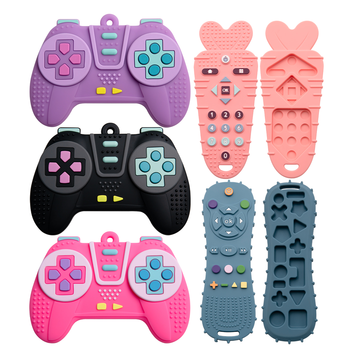 Baby Food Teether - Baby Silicone Remote Control + Game