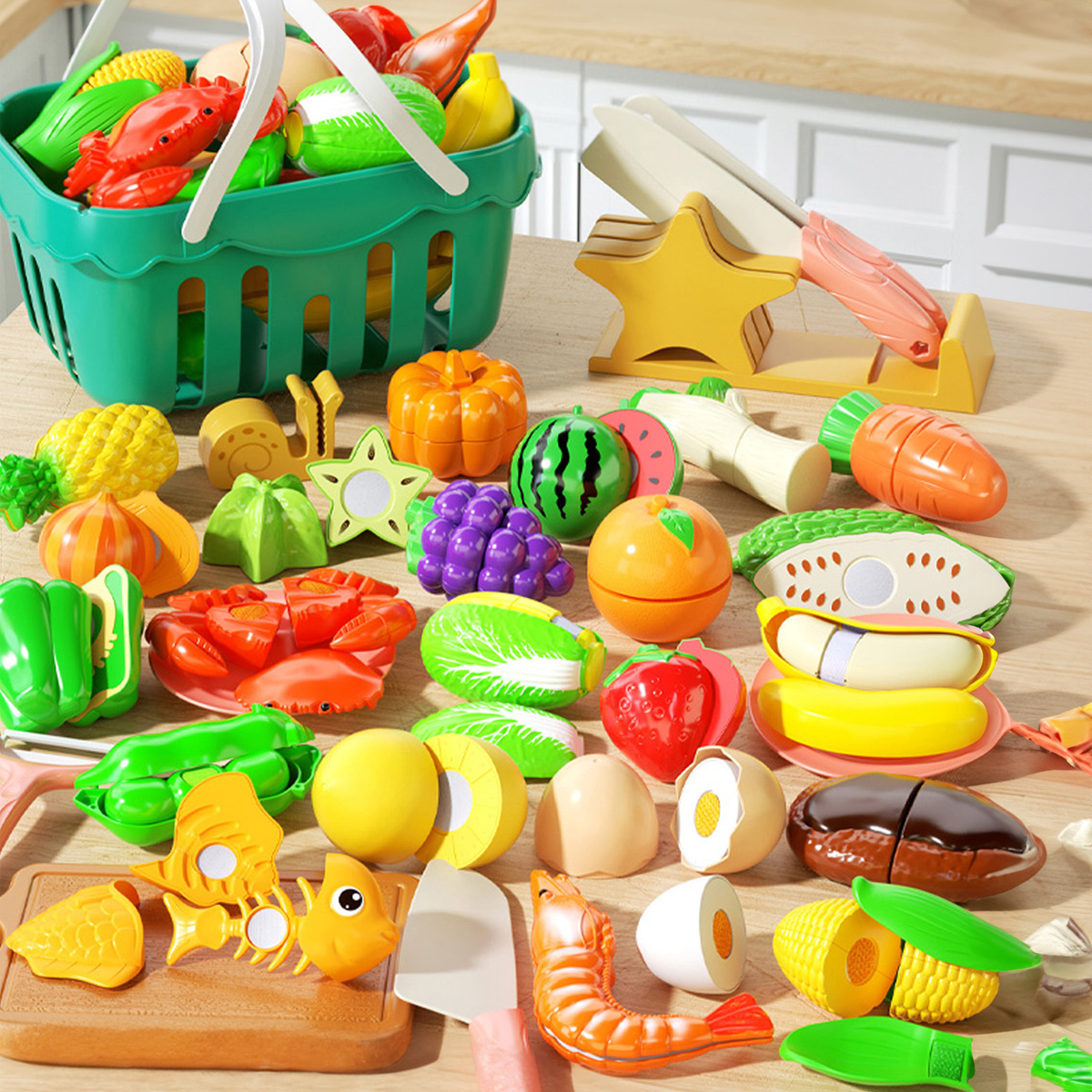 Baby Food Cooking Set - Cutting Play Food Toys Kitchen Set,Pretend