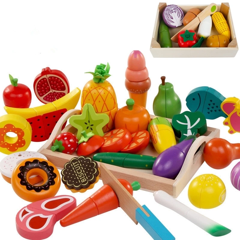 Baby Food Cooking Set - DIY Cute Wooden Cutting Fruit Vegetable