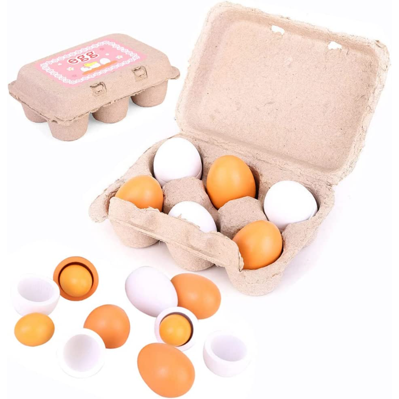 6pcs Wooden Eggs Toy Egg Kitch - огляд і ціна Baby Food Cooking Set