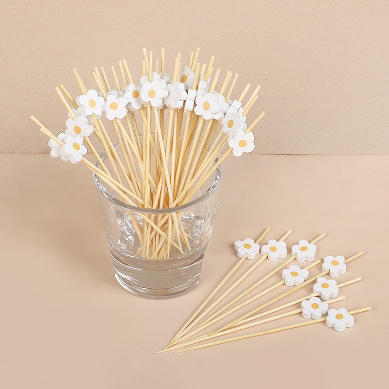 100Pcs Daisy Flower Bamboo Foo - огляд і ціна Baby Food Dessert