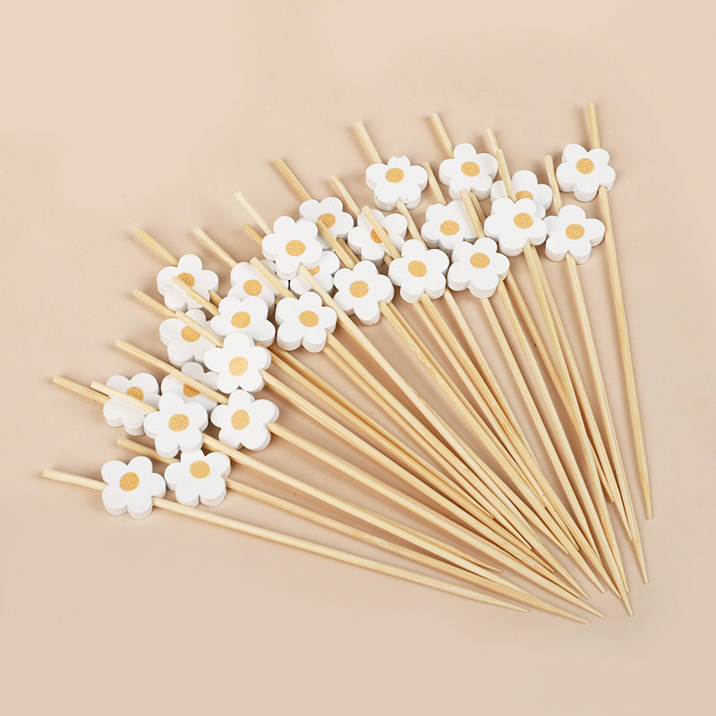 100Pcs Daisy Flower Bamboo Foo - огляд і ціна Baby Food Dessert