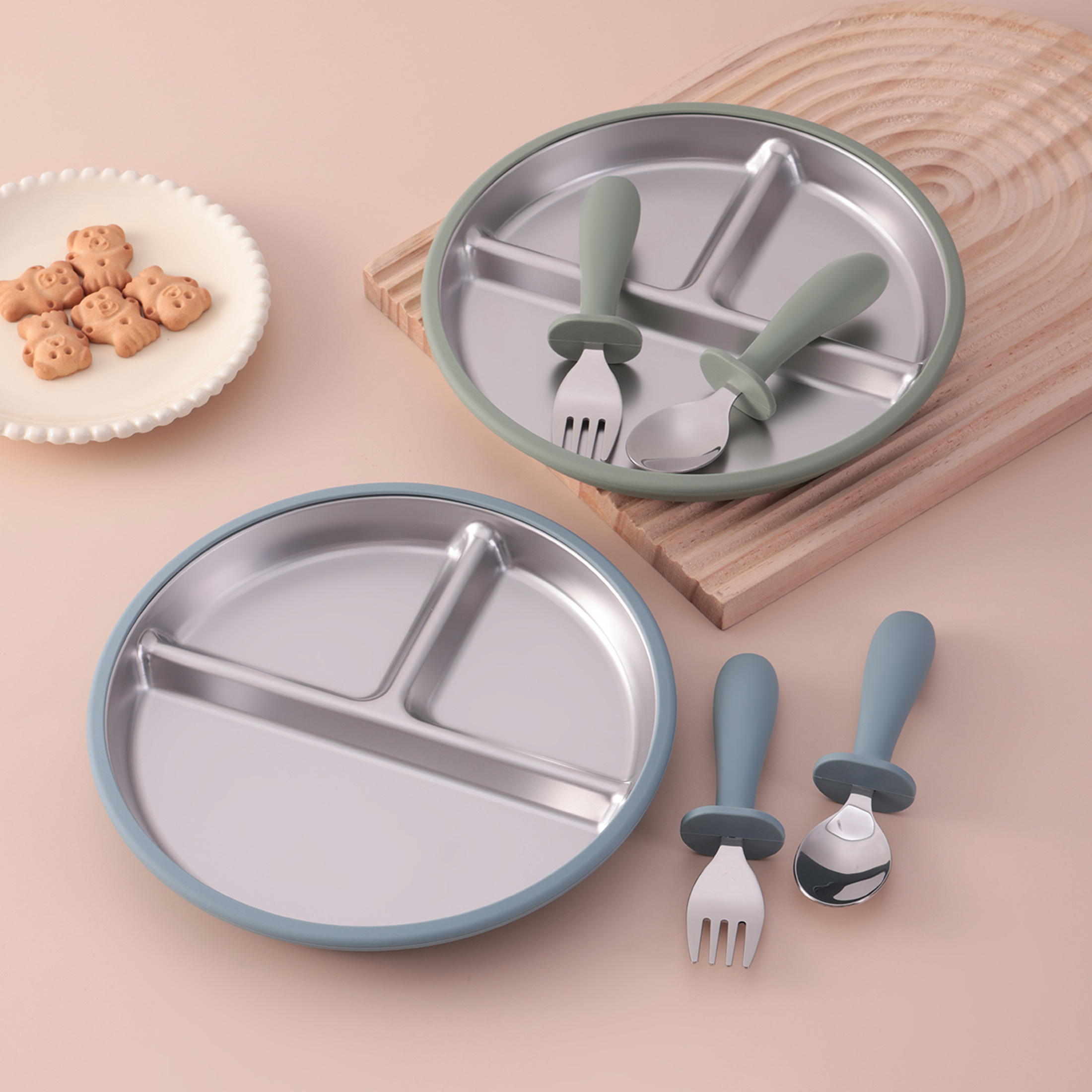 3PCS Silicone Stainless Steel  - огляд і ціна Baby Food Dinner