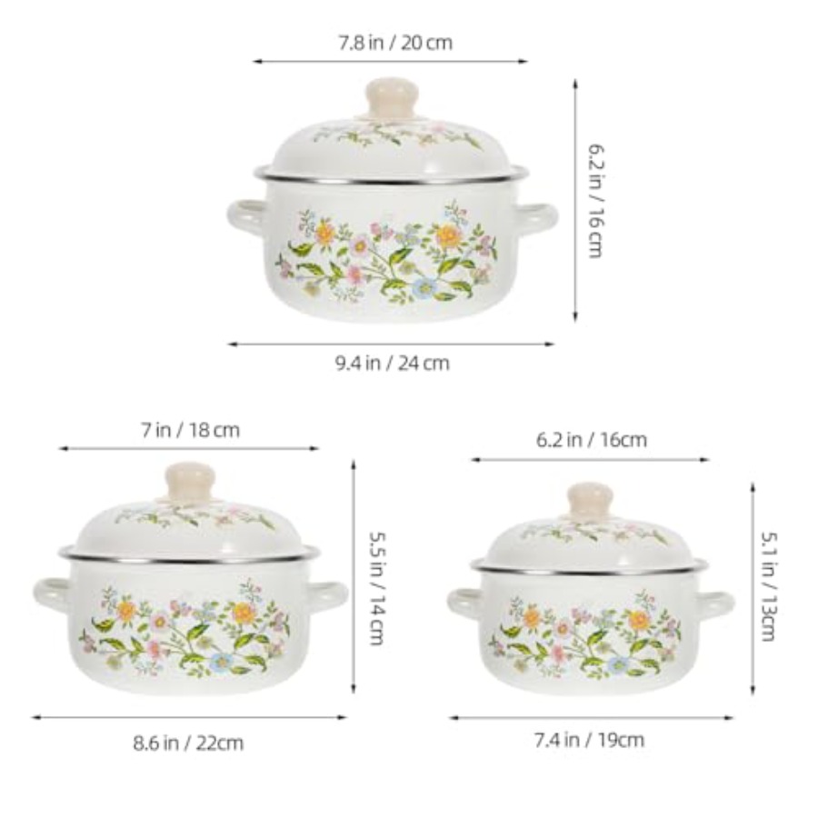 3-Piece Mini Enamel Soup Pot S - огляд і ціна Baby Food Cooking Set