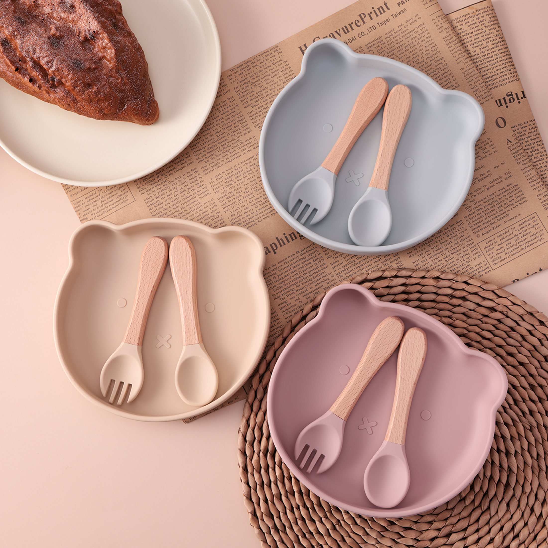 3PCS Cartoon Bear Silicone Suc - огляд і ціна Baby Food Dinner