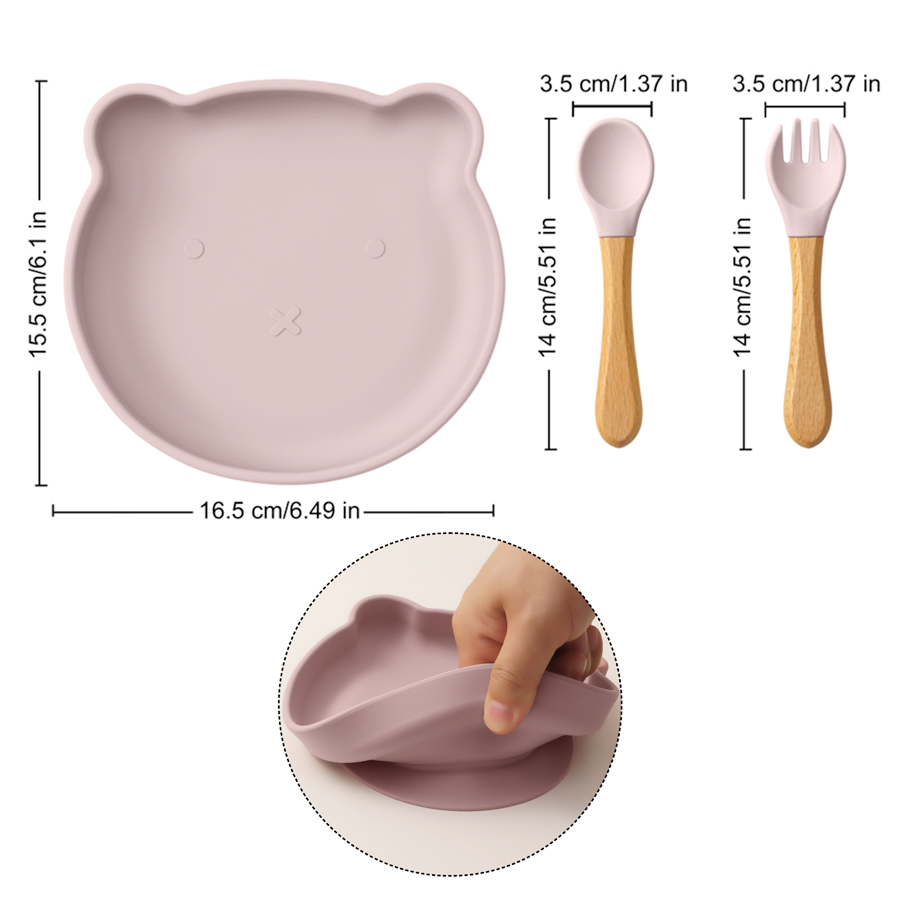 3PCS Cartoon Bear Silicone Suc - огляд і ціна Baby Food Dinner