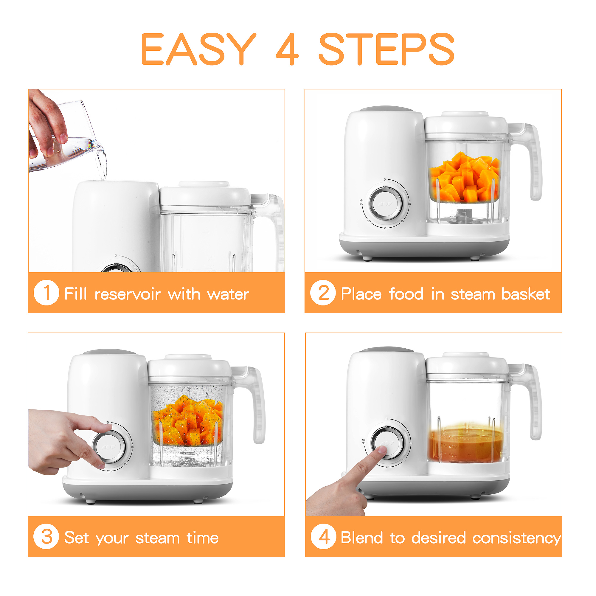 Baby Food Maker, 4 in 1 Baby F - огляд і ціна Baby Food Steamer Baby Safe