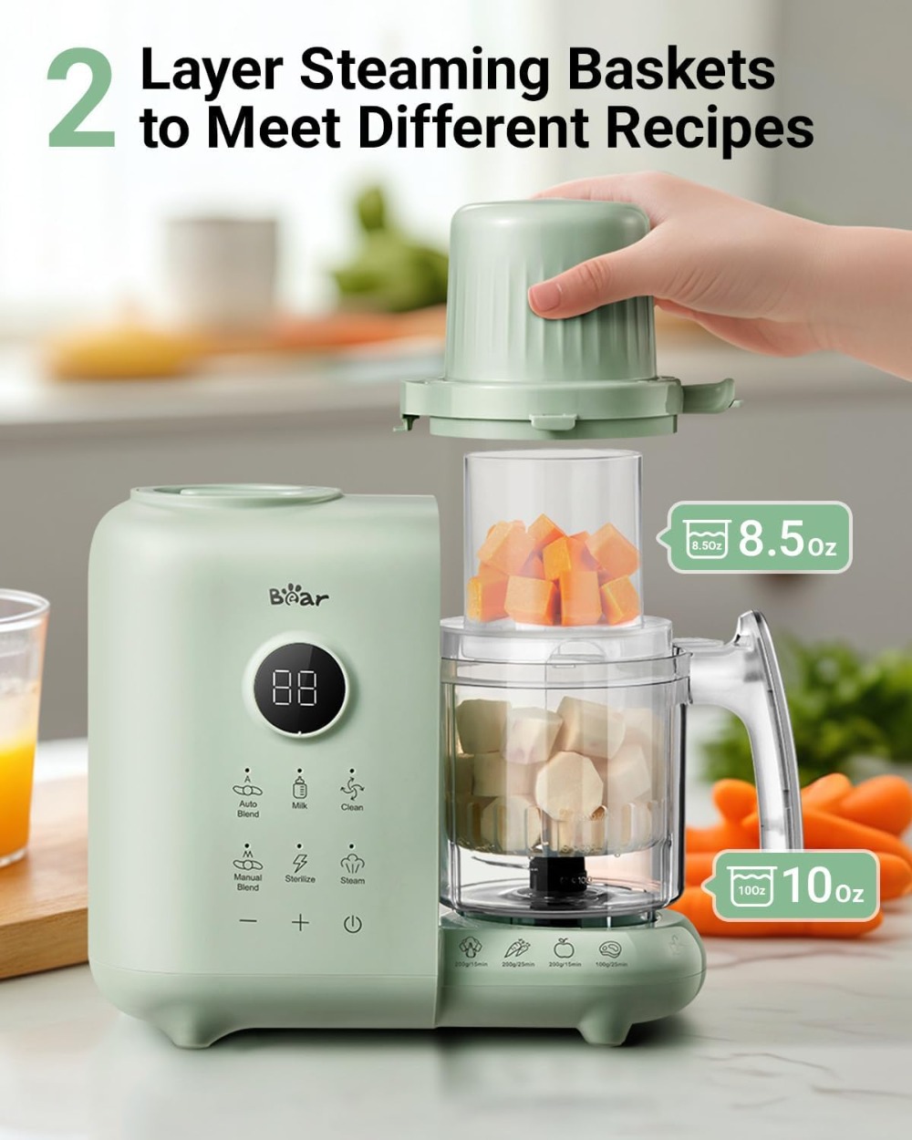 18.5oz Dual-Layer Steam Basket - огляд і ціна Baby Food Maker And Steamer